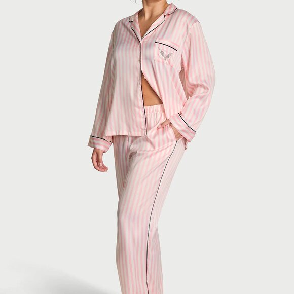 VS Backstage Satin Sparkle Long Pajama Set from Fashion Show 2025, Small - Picture 2 of 4